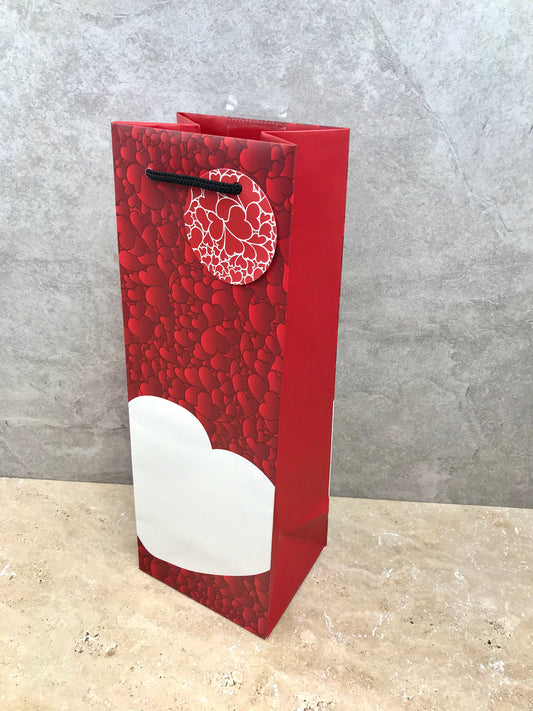 'Red Heart' single bottle gift bag
