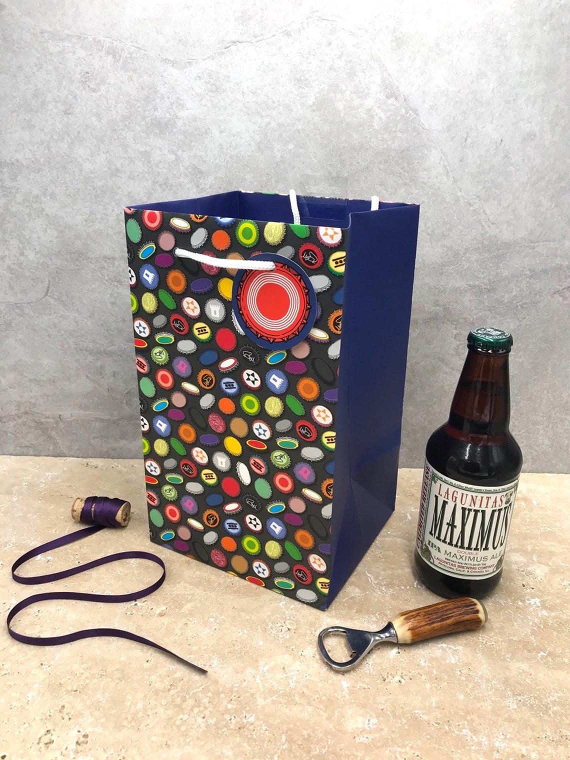 'Raining Bottles Tops' 4 bottle/medium gift bag