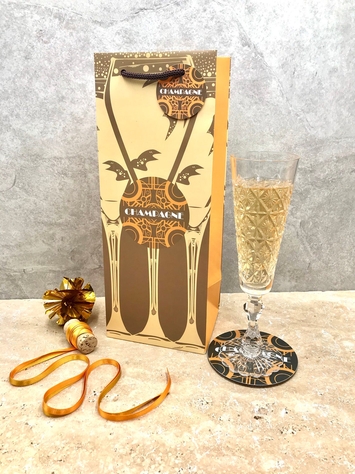 Champagne 'Art Deco' gifting bag