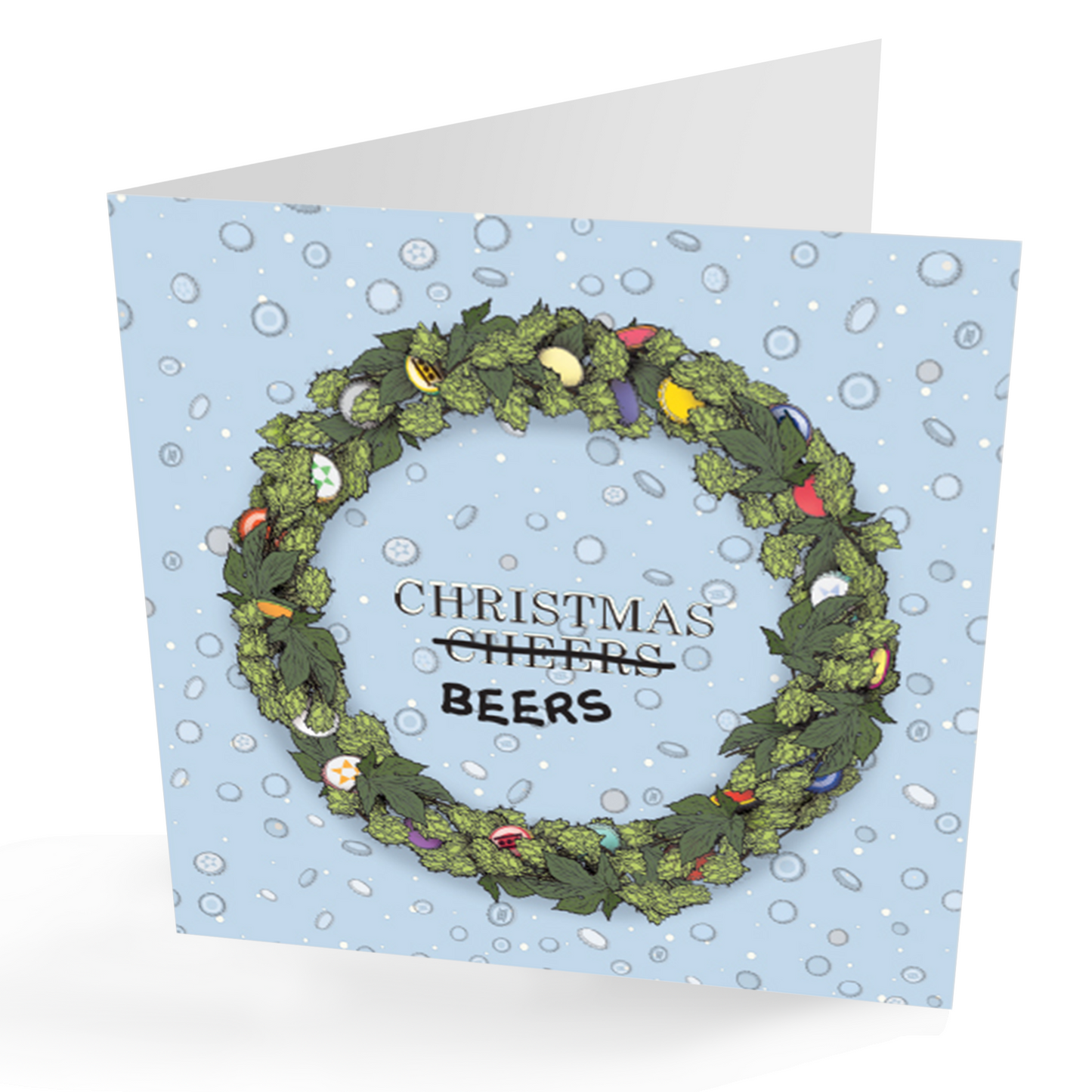 Beer Top Christmas Wreath Greetings Card