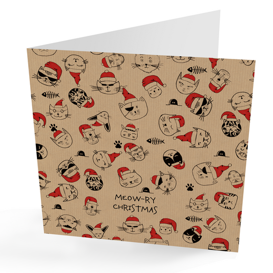 Cute Caricature Cats Christmas Card.