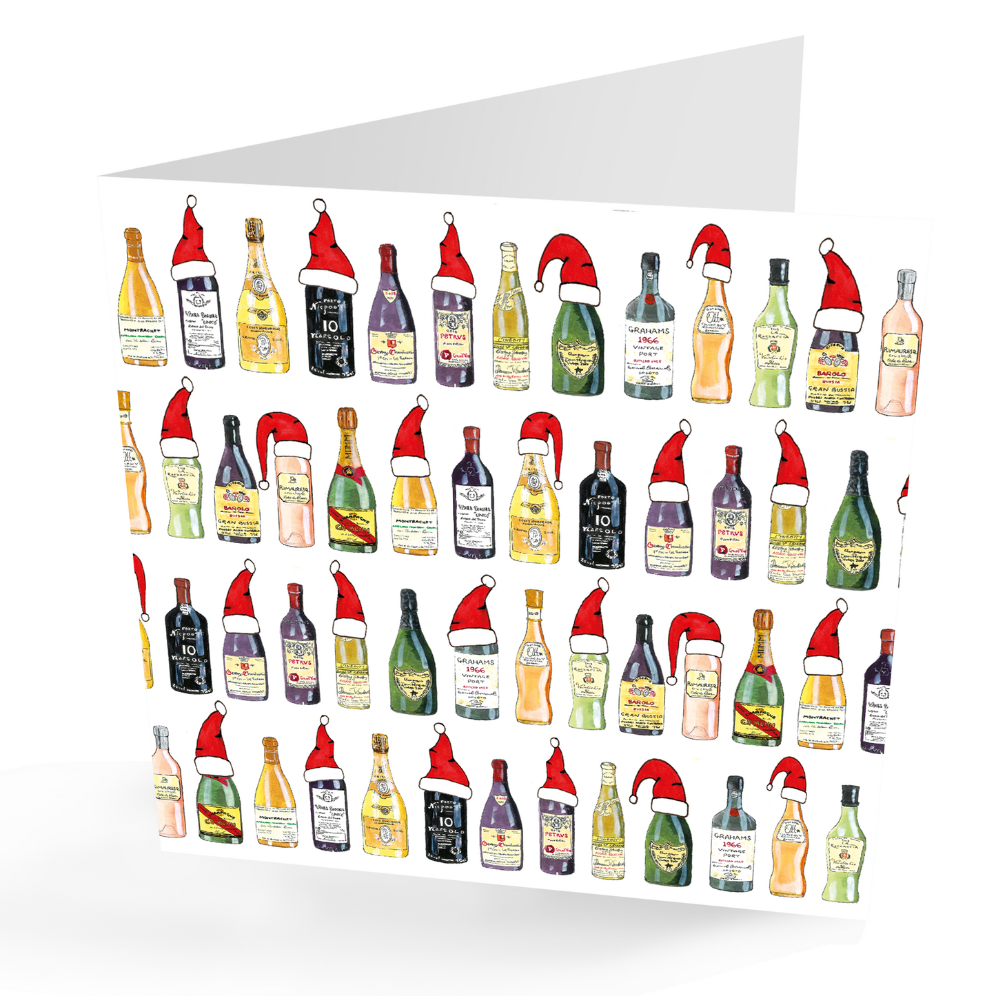 Hand Painted Classic Wines Christmas Card