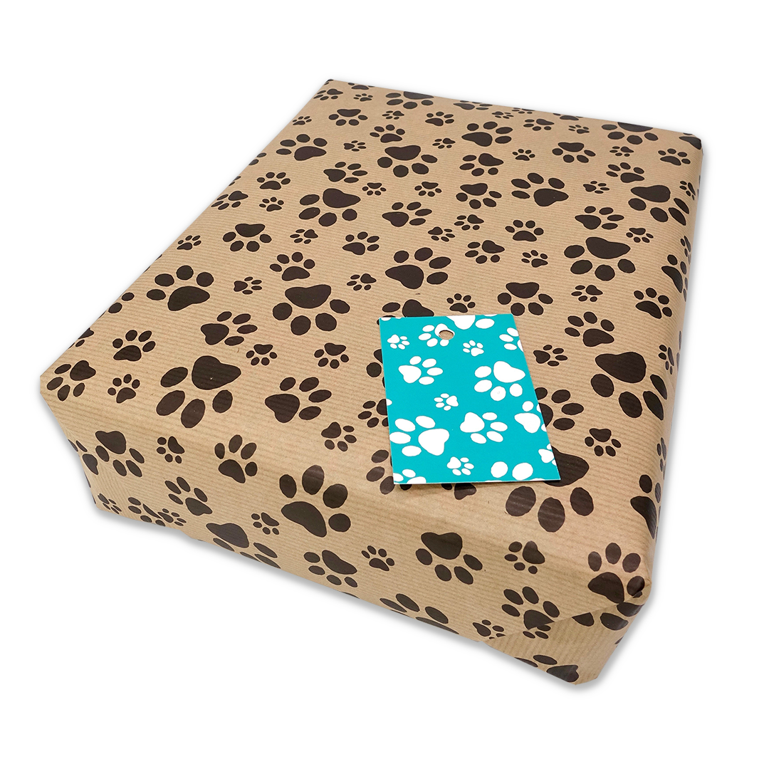 Paw Print Wrapping Paper and Matching Gift Tag