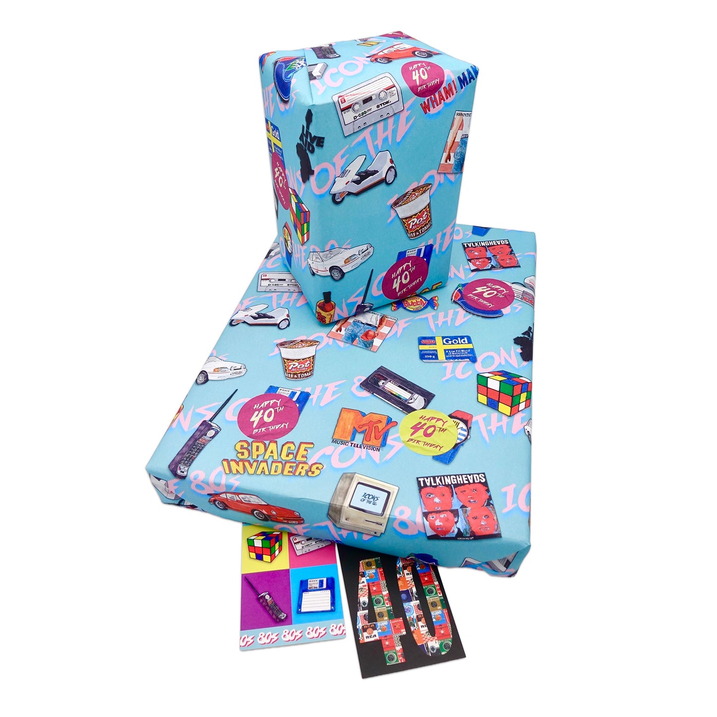 Happy 40th Birthday Wrapping Paper and Tag