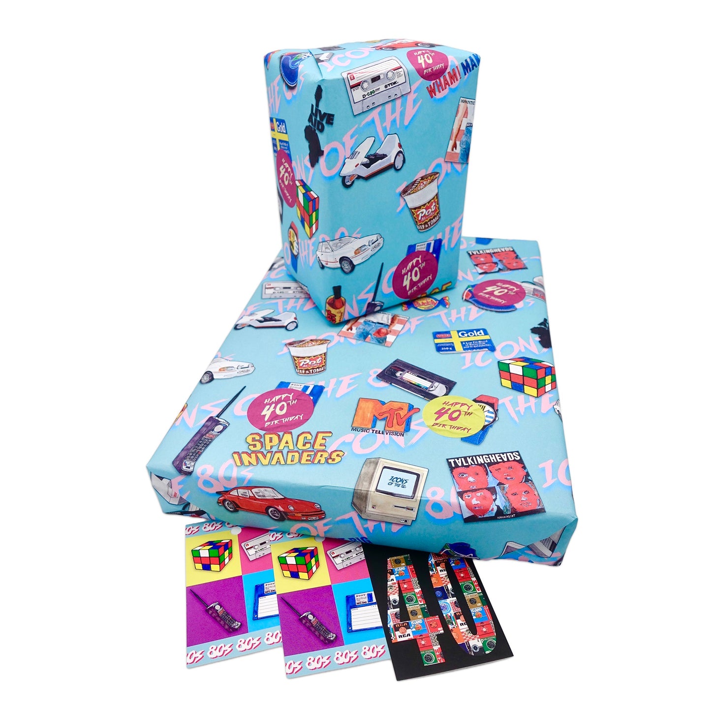 Happy 40th Birthday Wrapping Paper and Tag - Rolled