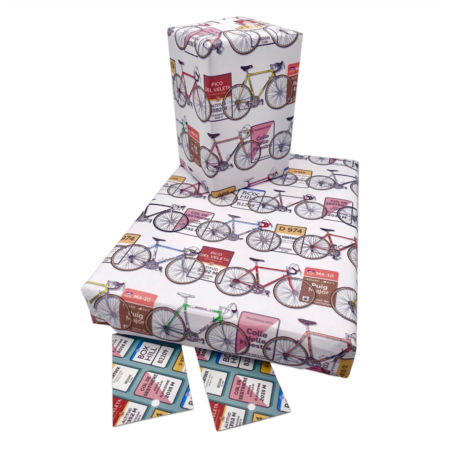 Cycling Wrapping Paper and Gift Tag. Racing Bike Wrapping Paper