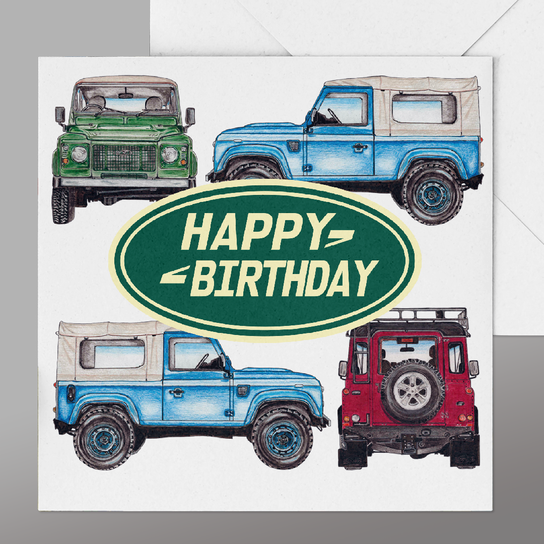 Landrover Defender Happy Birthday Card