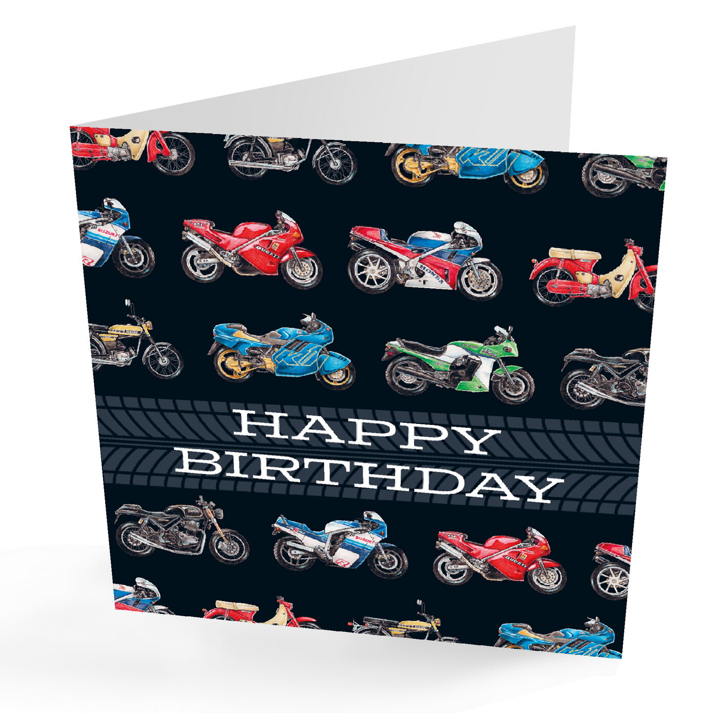 Classic Motorbike Happy Birthday Card