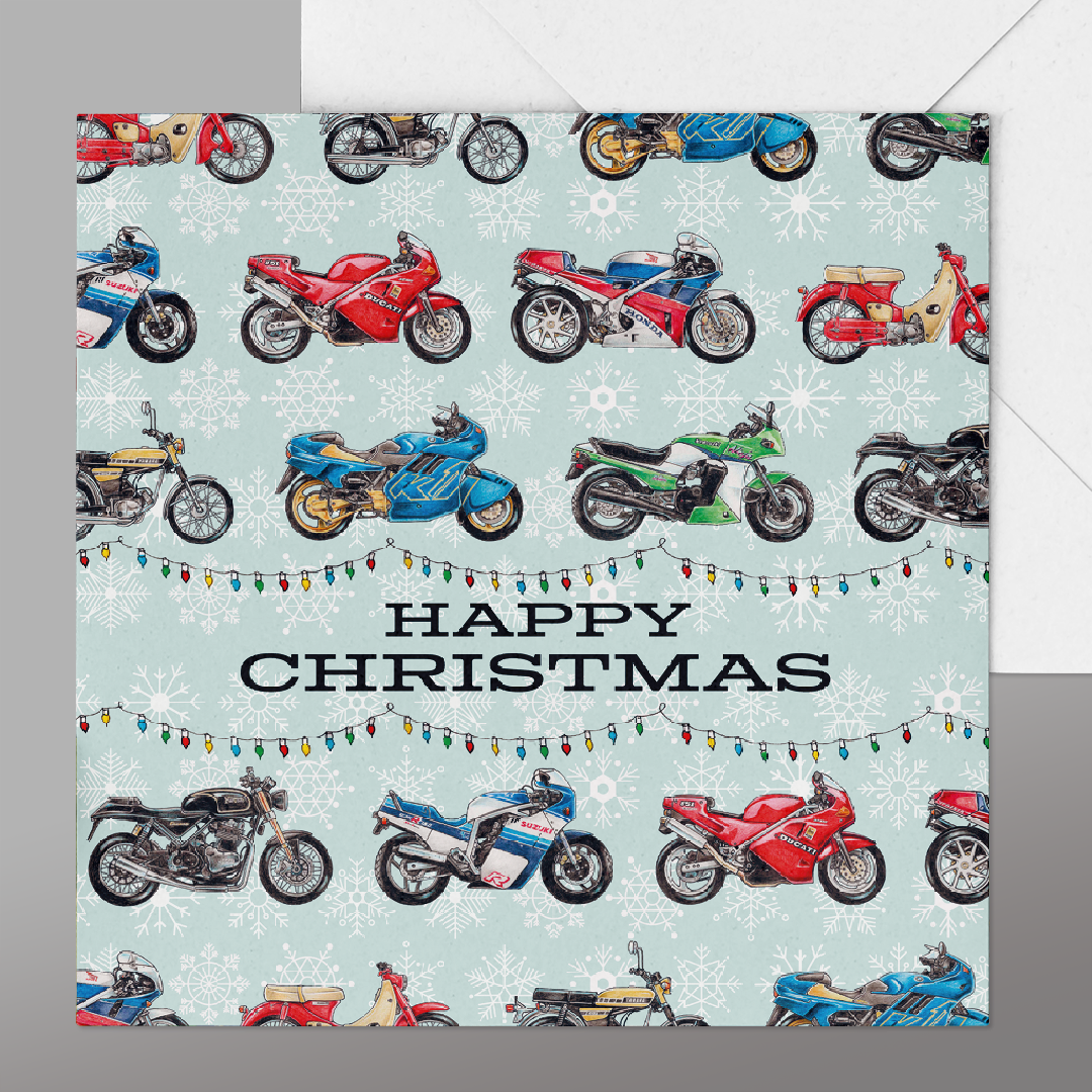 Classic Motorbike Christmas Card