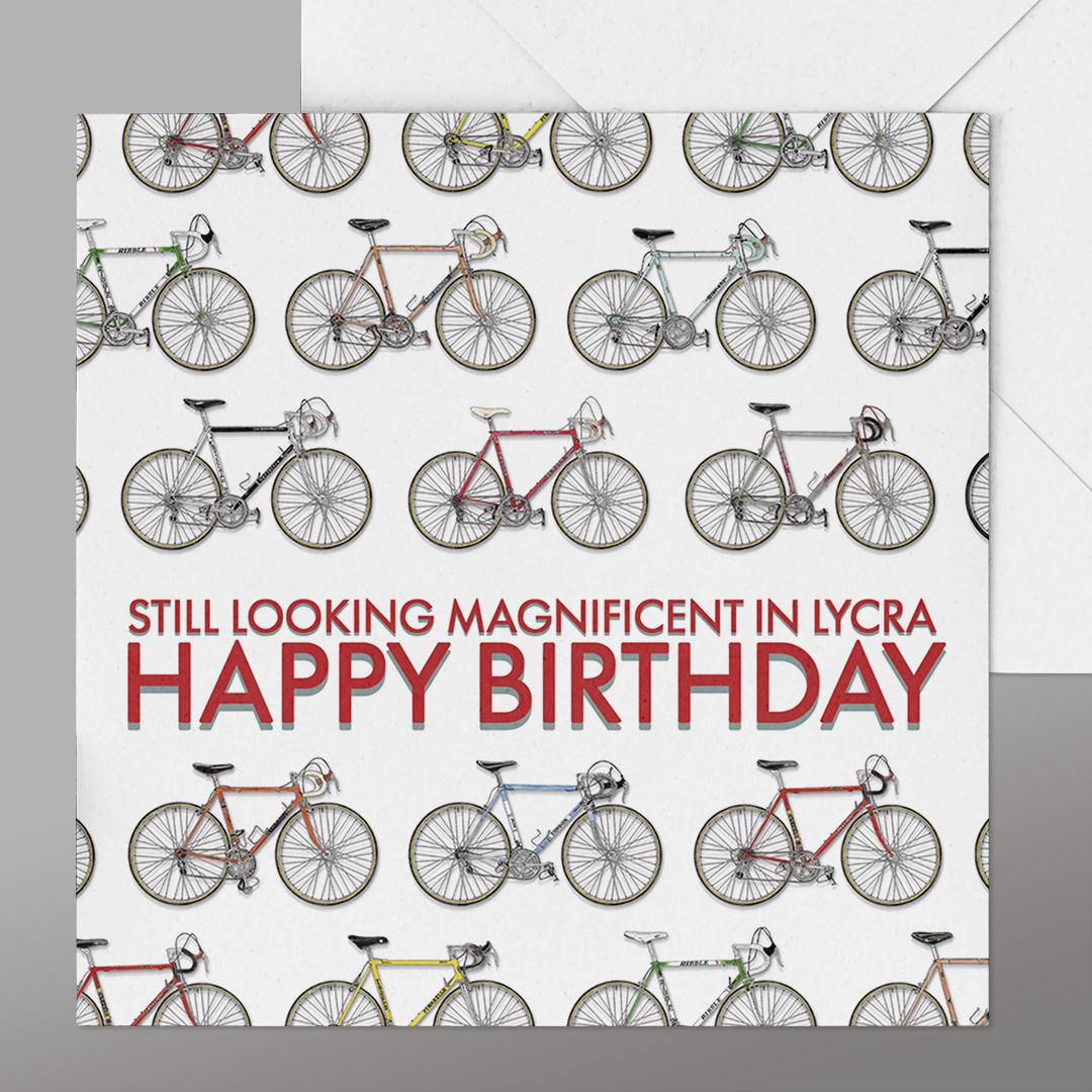 Funny Happy Birthday Cycling Card. Cyclist Happy Birthday card