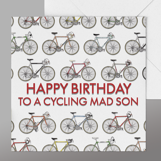Son Happy Birthday Cycling Card. Son Cyclist Happy Birthday card