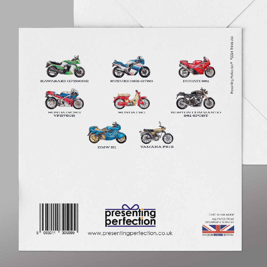 Classic Motorbike Happy Birthday Card