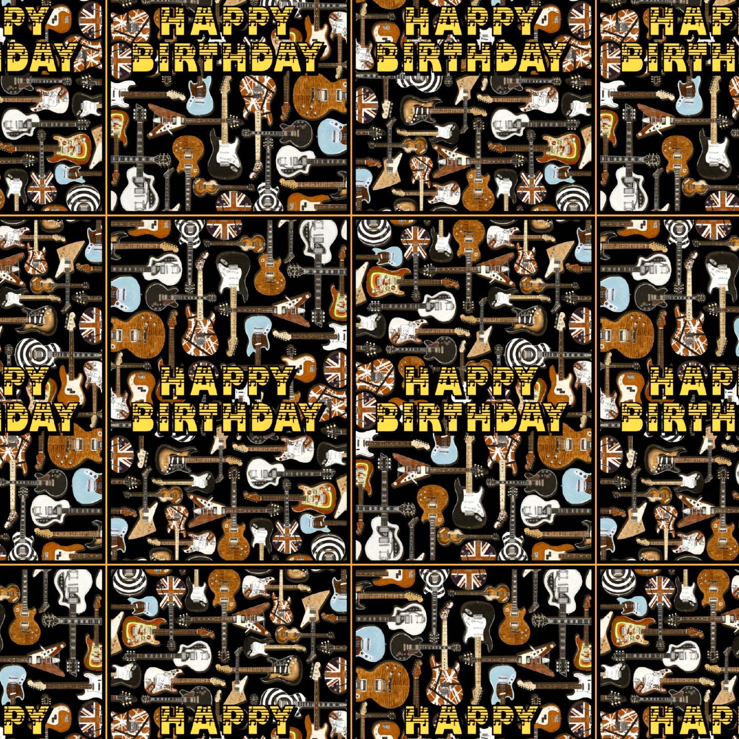 Happy Birthday Guitar Wrapping Paper & Gift Tag