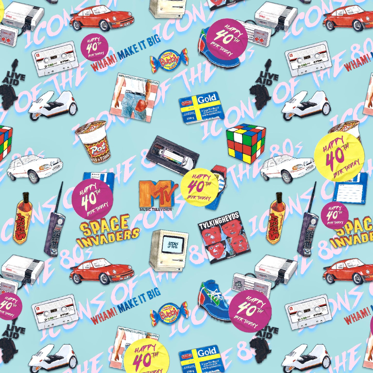 Happy 40th Birthday Wrapping Paper and Tag