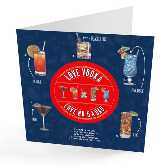 '5 A Day' Fun Vodka Card (with fridge magnet)