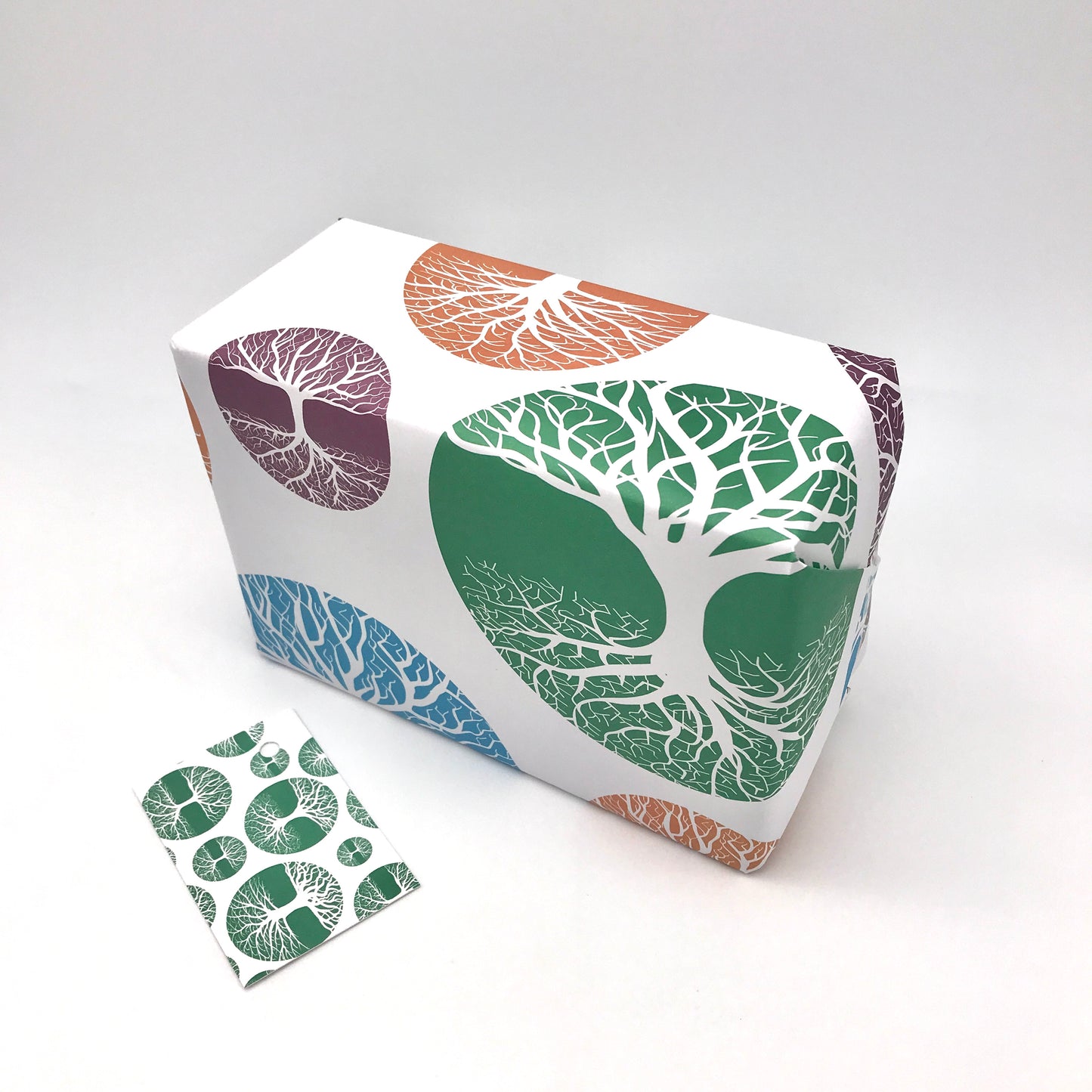 Contemporary Tree Skeleton Gift Wrap and Matching Gift Tag