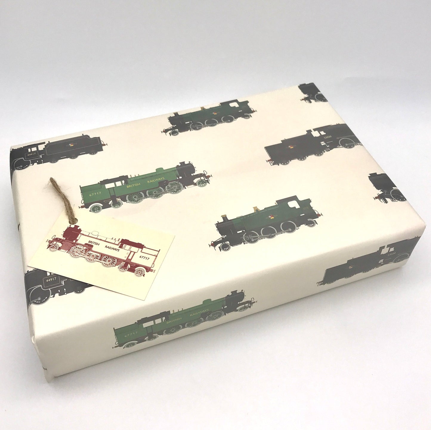 Classic British Steam Trains Gift Wrap and Matching Gift Tag - Rolled