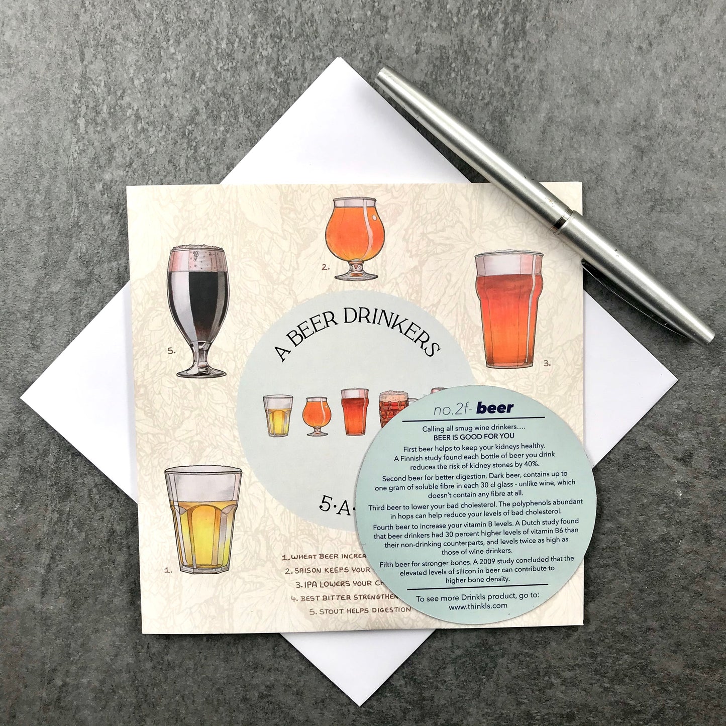 Funny Beer 5 A Day card (with magnet)