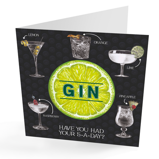 Fun Gin Card '5 a day' & Lime gin magnet