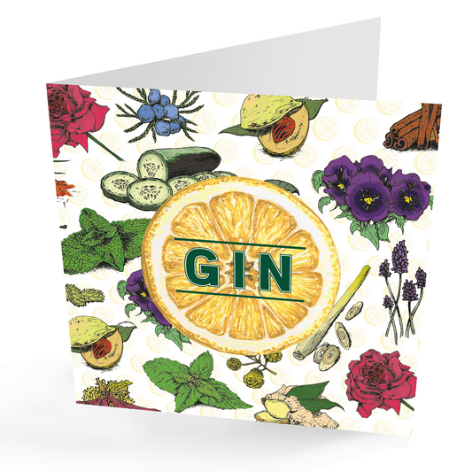 Botanicals and Lemon Gin Greetings Card (with magnet)