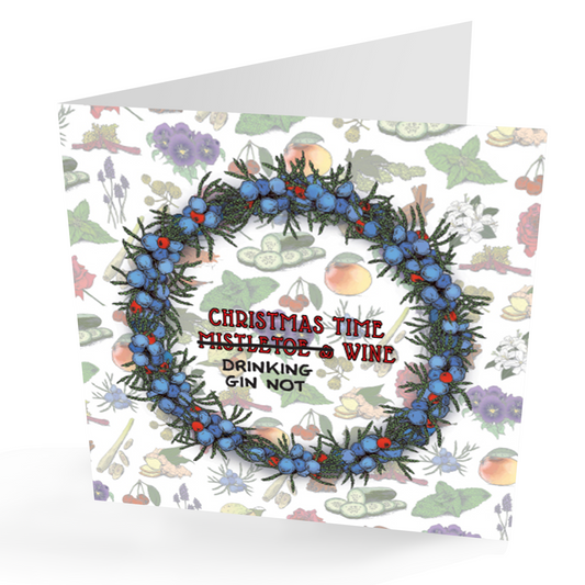 Gin Christmas Wreath Greetings Card