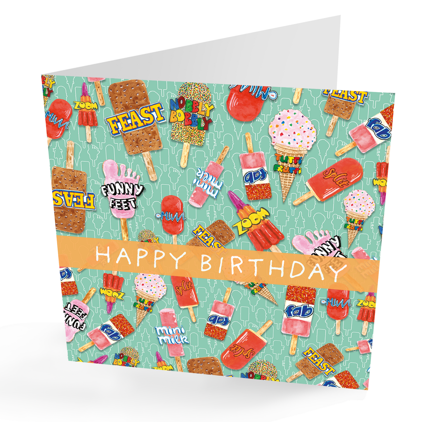 Happy Birthday Retro Ice Lolly Card.