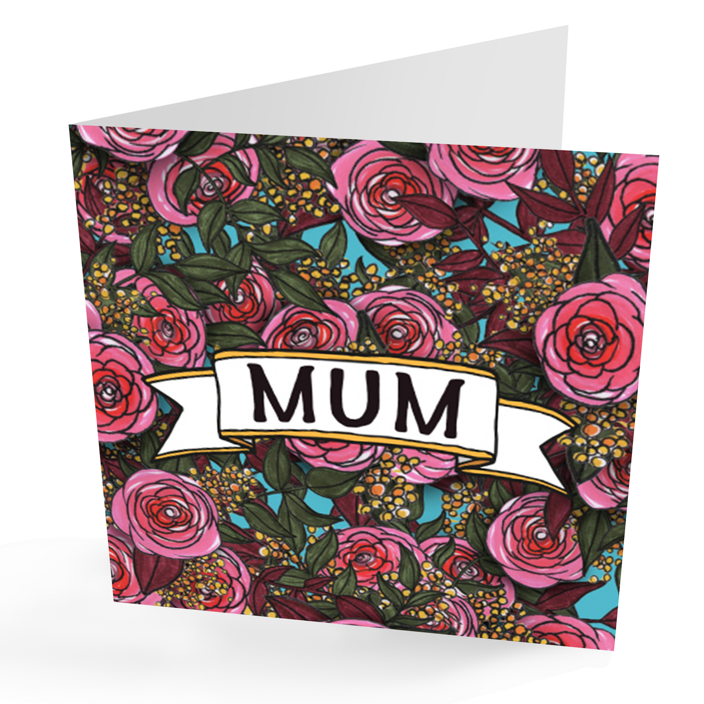 MUM greetings card in contemporary floral style