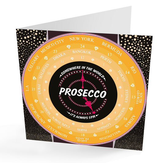 Prosecco Time 5pm Clock card (with magnet)