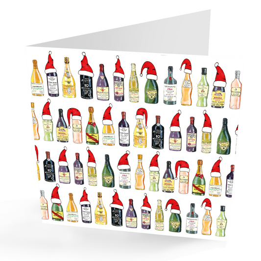 Hand Painted Classic Wines Christmas Card