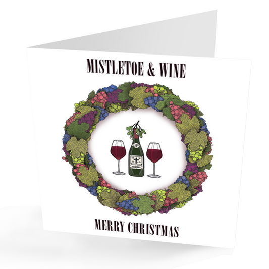 Grapes and Vine Leaves Christmas Wreath Card